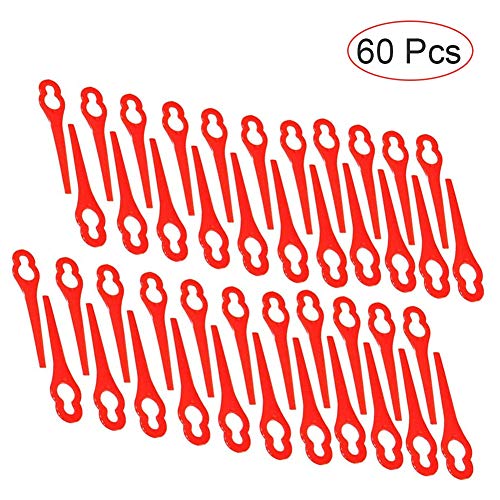 60 Pcs Cuchillas de Repuesto de Plástico, Cuchillas de Plástico Hierba, Cortabordes de Plástico Hoja de Repuesto, Cuchillas de Repuesto Rojo, Cuchillas de Plástico para cortacésped (Rojo)