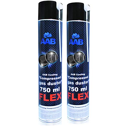 AABCOOLING Compressed Gas Duster FLEX 750ml - Conjunto de 2 - Espray Aire Comprimido con un Tubo Flexible, Spray Limpiador, Duster de Aire Comprimido, Spray Aire
