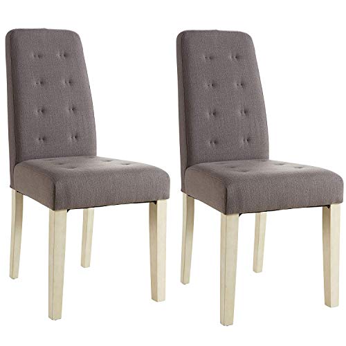 Abitti Pack 2 sillas para Comedor o salón tapizadas en Tela Marron y Estructura en Madera Maciza de Pino 45x95cm