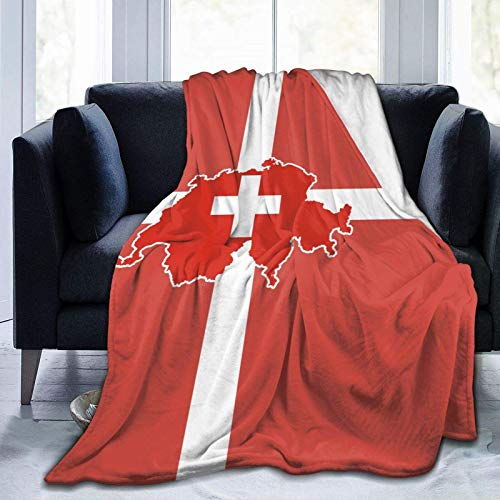 AEMAPE Manta de Bandera Suiza para Hombres Mantas exquisitas para Ropa de Cama Manta de Tiro acogedora Manta de Microfibra Manta para Mascotas Manta para la Siesta Mantas para Cubrir 60x80in