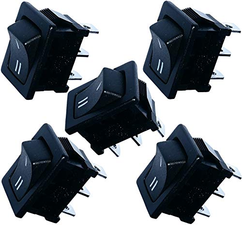 AERZETIX: 5x Interruptor conmutador basculantes de botón SPDT ON-ON 10A/250V 16A/12V, 2 posiciones, Negro C10714