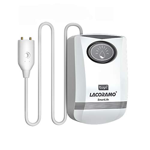 Alarma de agua LACORAMO, detector de agua WiFi de 130dB, control de la aplicación TuYa y Smart Life, sensor de fugas para sótano, garaje, lavadora y baño