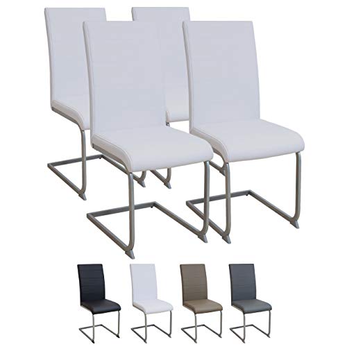Albatros Silla Cantilever Murano Set de 4 sillas Blanco, SGS Probado
