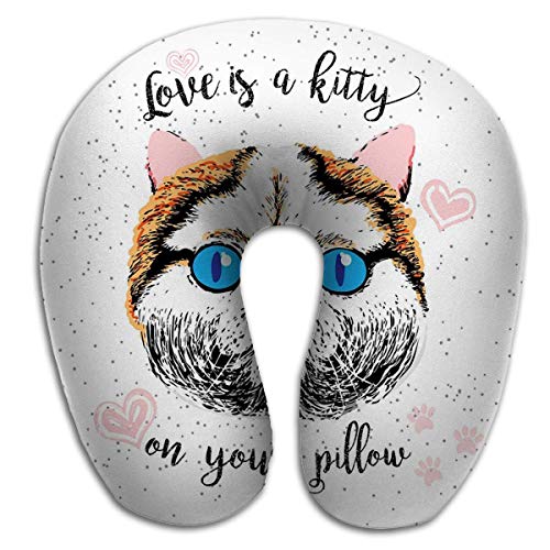 Almohada en Forma de U, Love Kitty Your Pillow Love Quote Pets Sobresaliente caligrafía de Letras Tarjeta de tipografía Motivacional