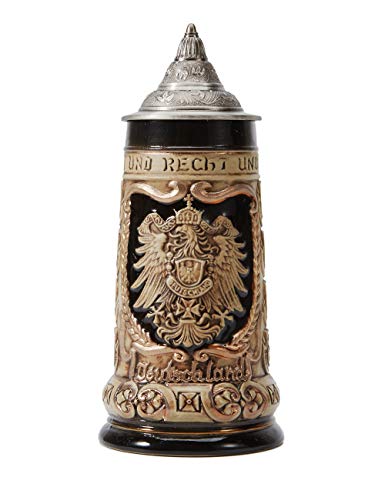 Amoy-Art Jarra de Cerveza Alemana Escudo de Alemania German Beer Stein Mug Regalos Souvenirs Giftbox 0.8Litre