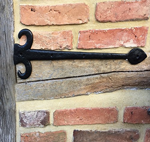 Antikas - bisagra larga rústica de hierro para puertas de madera - bisagras de color negro adorno catedral herraje portón
