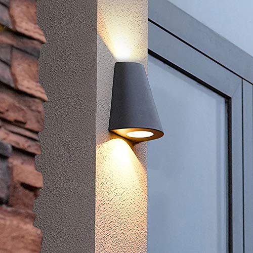 Apliques pared led,aplique pared exterior de luz blanca cálida,apliques de pared modernos con índice de protección IP65, 2 x 5 W, 3000K, color negro