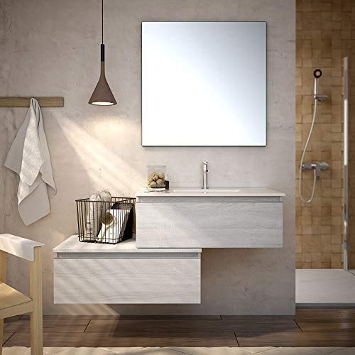 Aquareforma | Mueble de Baño sin Lavabo y sin Espejo | Mueble Baño Modelo Serby 2 Cajones Suspendido | Muebles de Baño | Diferentes Acabados Color (Hibernian, 80 cm)