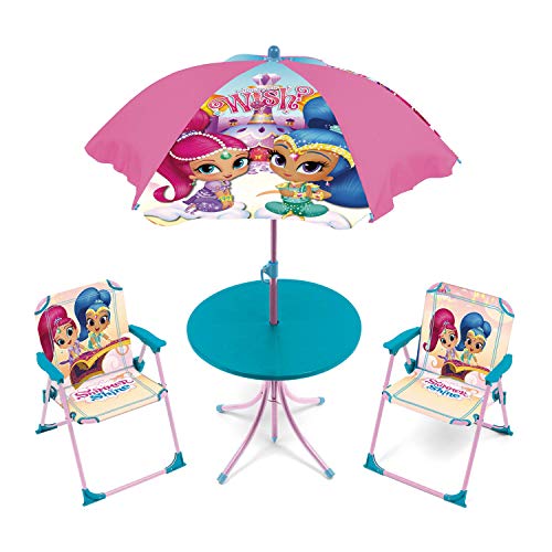 ARDITEX Shimmer & Shine Conjunto de jardín/Mesa Redonda/sombrilla y 2 sillas, Tela, Rosa, 72,5 x 10,5 x 50 cm