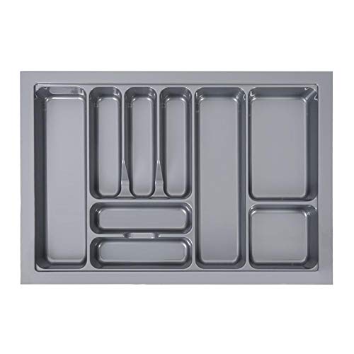 Bandejas para Cubertería de Cocina, Caja de Almacenamiento de Cubiertos Tenedores y Cuchillos con 9 Rejillas, 73 x 48 x 6 cm(Gris)
