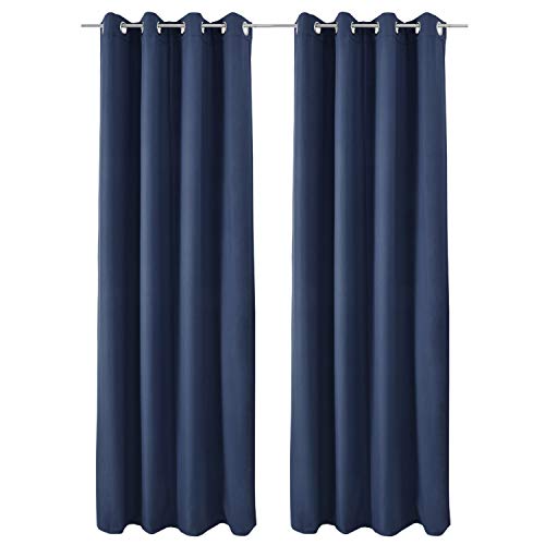 Beautissu Set de 2 Cortinas térmicas Amelie TO 140x245 cm de Ojales Privacidad y oscurecentes Aislante Azul