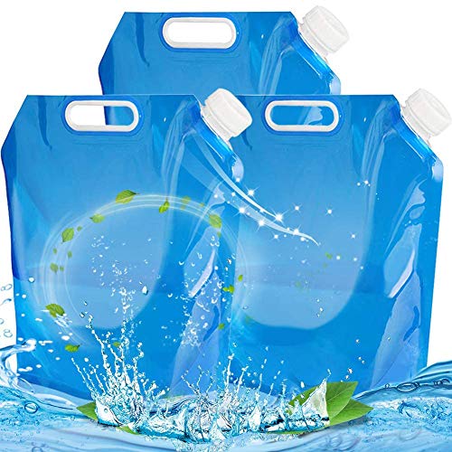 BESTZY 3 Pack Recipiente de Agua Plegable,2 x 10 L Bidón de Agua Plegable,Bolsa de Agua,Plegable,depósito de Agua,Almacenamiento (3 juegos/30 L)