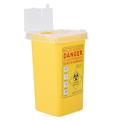 Bin Sharps - Delaman Biohazard Needle Container Desechable Tattoo Medical Plastic Box 1 litro (Color : Yellow)