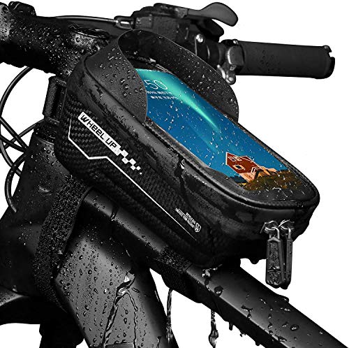 Bolsa de Movil Bicicleta Manillar，Bolsa Impermeable para Bicicleta，Cremallera Doble Viseras y Pantalla táctil TPU，para Teléfono Inteligente por Debajo de 6,5 Pulgadas