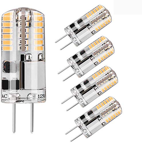 Bombillas LED G4, equivalente a halógeno de 2 W/20 W, blanco cálido, 3000 K, bombilla de bajo consumo, no regulable, 12 V, para dormitorio, baño, salón y comedor (5 unidades)