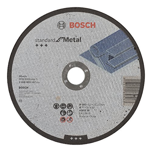 Bosch 2 608 603 167 - Disco de corte recto Standard for Metal - A 30 S BF, 180 mm, 22,23 mm, 3,0 mm (pack de 1)