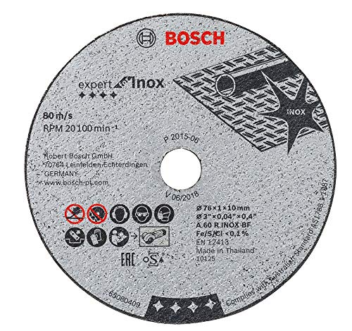 Bosch Professional 5 discos de corte Expert for Inox (para acero inoxidable, 76 x 10 x 1 mm, accesorios para amoladora)