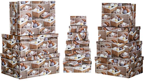 Brandsseller Caja de regalo de cartón con tapa – Caja de cartón estable – Juego de 13 unidades en tamaño descendente hecho a mano