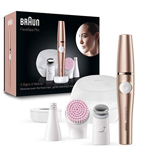 Braun FaceSpa Pro 921 - Depiladora Facial Todo en Uno para Mujer, Incluido un Cepillo de Limpieza Suave y Depiladora Facial Bronce