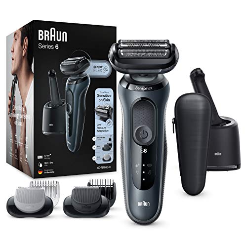 Braun Series 6 60-N7650cc Afeitadora Eléctrica, máquina de afeitar barba hombre de Lámina con Base de Carga, Con Centro De Limpieza SmartCare, 2 Accesorios EasyClick, Gris