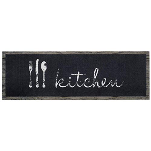 BSM 2000 Alfombra de Cocina - Chalk Kitchen, 150 x 50 cm, Atrapa Suciedad, Lavable 30 °Grados, Antideslizante, Diversos Motivos