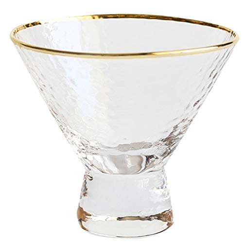 Cabilock Vasos de cristal transparente para helado de postre de cristal, para zumo, ensalada, mousse, taza de desayuno para beber, café (dorado)
