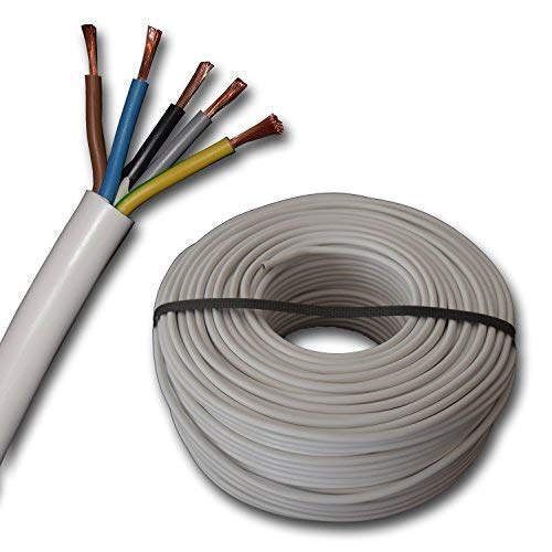 Cable de conexión para estufa H05VV-F 5G2,5 mm² – 5 x 2,5 mm² – Blanco – 5 m 10 m o 15 metros