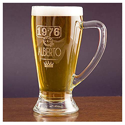 Calledelregalo Regalo Personalizable: Jarra de Cerveza Baviera grabada con el Nombre y año de Nacimiento