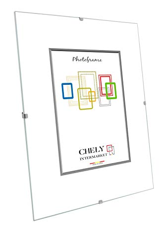 Chely Intermarket, Marco Clip 20x25 cm de Vidrio | Soporte sin Marco para fotografías, Posters, certificados y Recuerdos. Complemento Ideal para Colgar en la Pared(300-20x25-0,30)