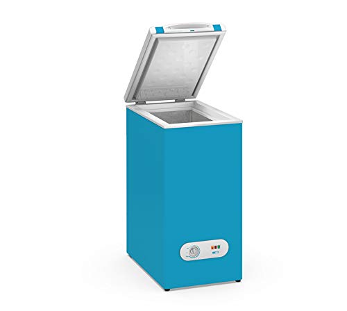 Congelador Horizontal pequeño TENSAI, color Azul, 60 litros de capacidad y 38,4 cm de ancho con clasificación energética A+