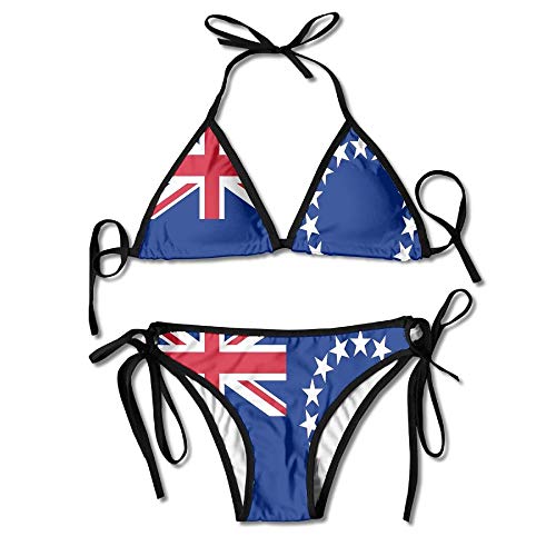 Conjunto de Bikini para Mujer Traje de Baño de Dos Piezas con Bandera de Las Islas Cook con Trajes de Baño de Cabestro con Vendaje