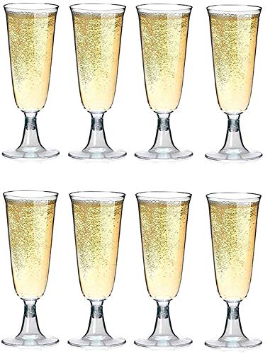 Copas de Champan de Plastico - 50 Unidades - Vasos de Champagne Desechables - 100 ml - Irrompibles - Altura 16 cm