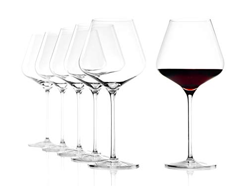 Copas de Vino Tinto de Borgoña Quatrophil de Stölzle Lausitz, 708 ml, set de 6, copas voluptuosas, vidrio soplado, aptas para el lavavajillas