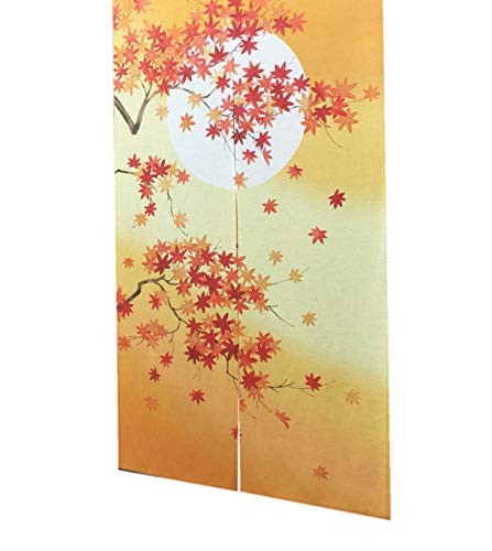 Cortina de puerta japonesa Noren para decoración del hogar, de LIGICKY, tela poliéster, Hojas de arce de otoño, 33.5 x 59 inch
