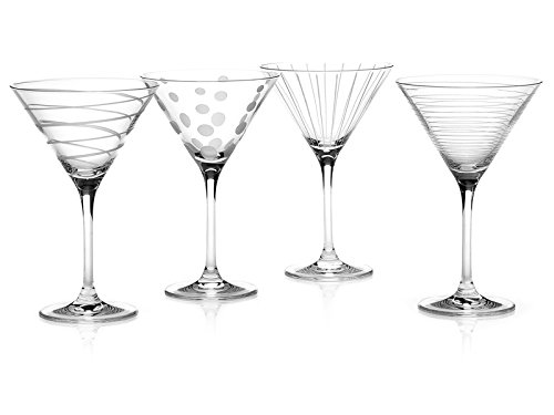Creative Tops Mikasa Cheers Juego de Vasos de cóctel Martini de Cristal, Juego de 4, Multi-Color