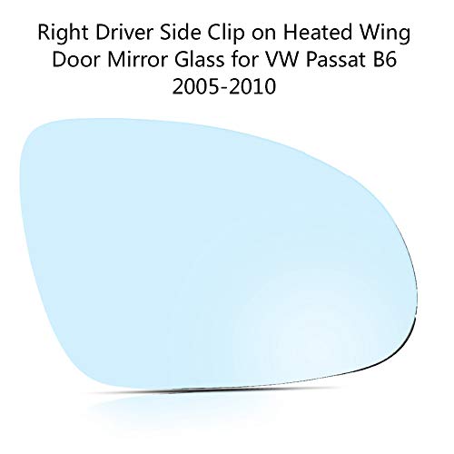 Cristal de espejo lateral del conductor, espejo de puerta derecha de repuesto, cristal de espejo calefactado con placa trasera para B6 2005-2010