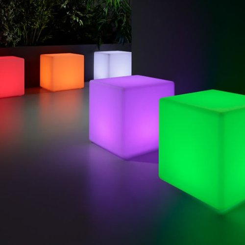 Cubo Luminoso con LUZ LED 40cm, Cambio de Color, Sin Cables, 24H