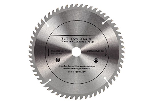 Cuchilla de sierra circular, de alta calidad, 230 x 22,23 mm (16 mm), 60 dientes, para cortar discos de madera