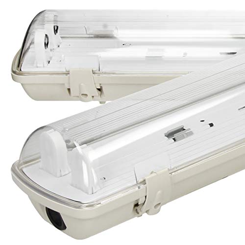 ECD Germany 2x Tubo Fluorescente para Lámpara LED 60cm - IP65 Impermeable - Adecuada para LED T8 - Ilumincación Interiores y Exteriores - Luminaria Difusora - Carcasa Robusta de Policarbonato