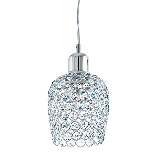 EGLO Lámpara colgante Bonares 1, 1 foco, elegante, lámpara de techo de acero y cristal en cromo, transparente, lámpara de comedor, lámpara colgante con casquillo E27