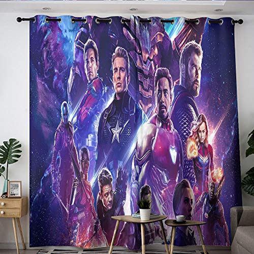 Elliot Dorothy Superhero Vengadores Iron Man Capitán América Thanos cortinas de reducción de ruido retroceso cortina aislante térmico cortina opaca para dormitorio, sala de estar cocina W72 x L63