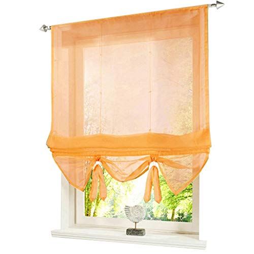 ESLIR Estor para salón, cortina con cordón, cortina transparente, cortina moderna, color naranja, 100 x 155 cm, 1 unidad