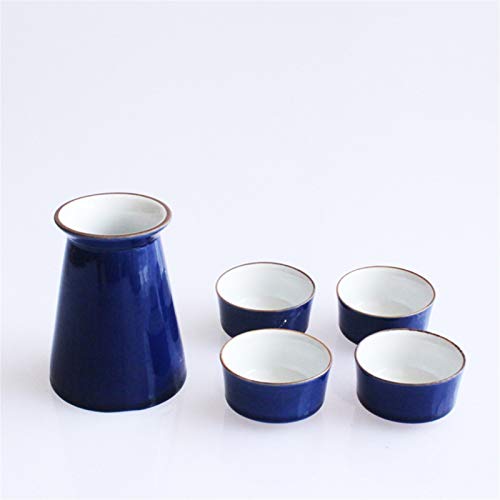 Estilo japonés de cerámica Saka Conjunto Mini Divisor Vino Bebida Copas Barato Sake Shot Alcohol del Licor del dispensador de Vidrio de Vodka Decanter Karaf (Color : Blue)