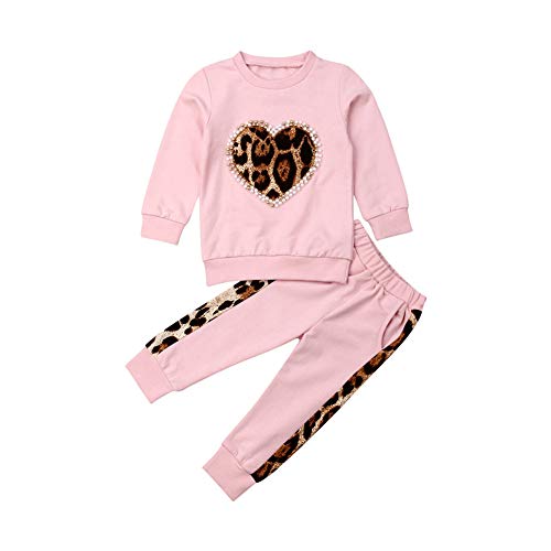 Geagodelia - Conjunto de chándal para bebé, diseño de leopardo rosa 6-7 años