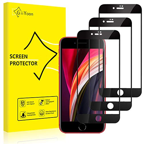 GiiYoon-3 Piezas Protector de Pantalla para iPhone SE 2020/iPhone 7/8 Cristal Templado,[Sin Burbujas] [Cobertura Completa] [9H Dureza] Vidrio Templado HD Protector Pantalla para iPhone (4.7")