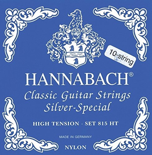 Hannabach Cuerdas para guitarra clásica, Serie 815 Para guitarras de 8/10 cuerdas, Tensión Alta, Plateado especial - cuerda suelta E6/Mi6