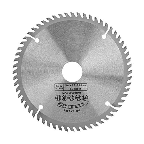 Hoja de sierra circular, disco de corte de hoja de sierra circular de carburo de 6"(148 mm) 60 dientes para acero aluminio madera plástico