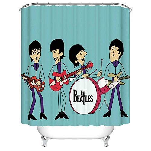 HYTCV Banda de Rock The Beatles Cortina de baño de impresión Digital Impermeable (12 Ganchos)