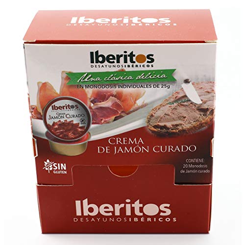 Iberitos - Crema De Jamon Curado - 24 Dispensadores De Monodosis 20 X 23 Gr