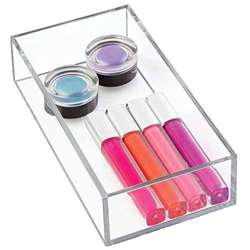 iDesign Maquillaje y cosméticos, Organizador de cajones pequeño de plástico Libre de BPA, Caja apilable para baño, Cocina y Oficina, Transparente, S: 10 cm x 20,3 cm